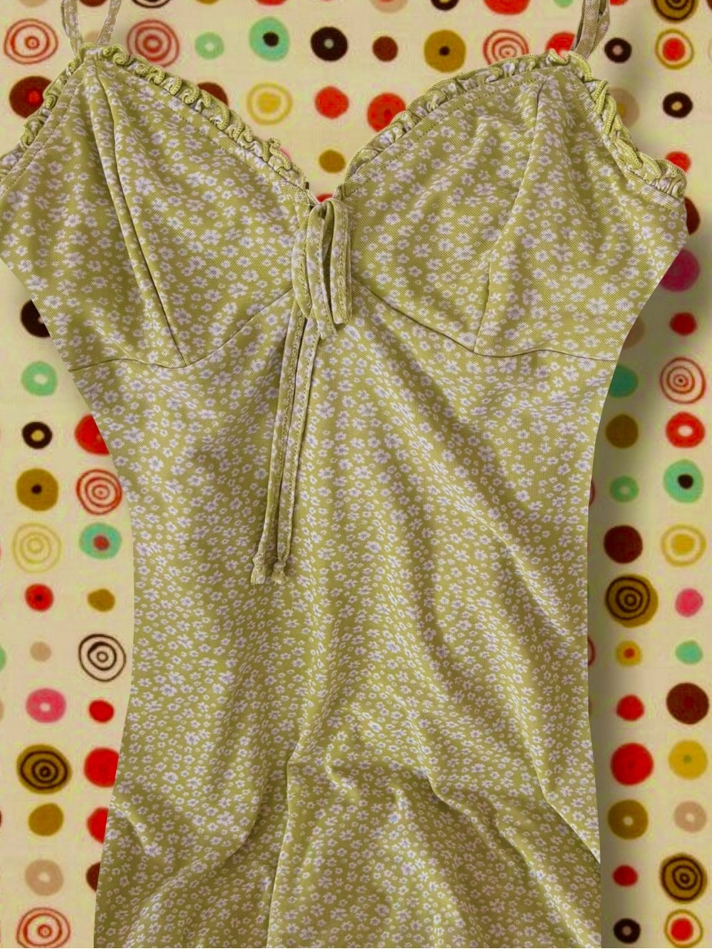 American Eagle Outfitters Light Green Floral Tie-Front Dress